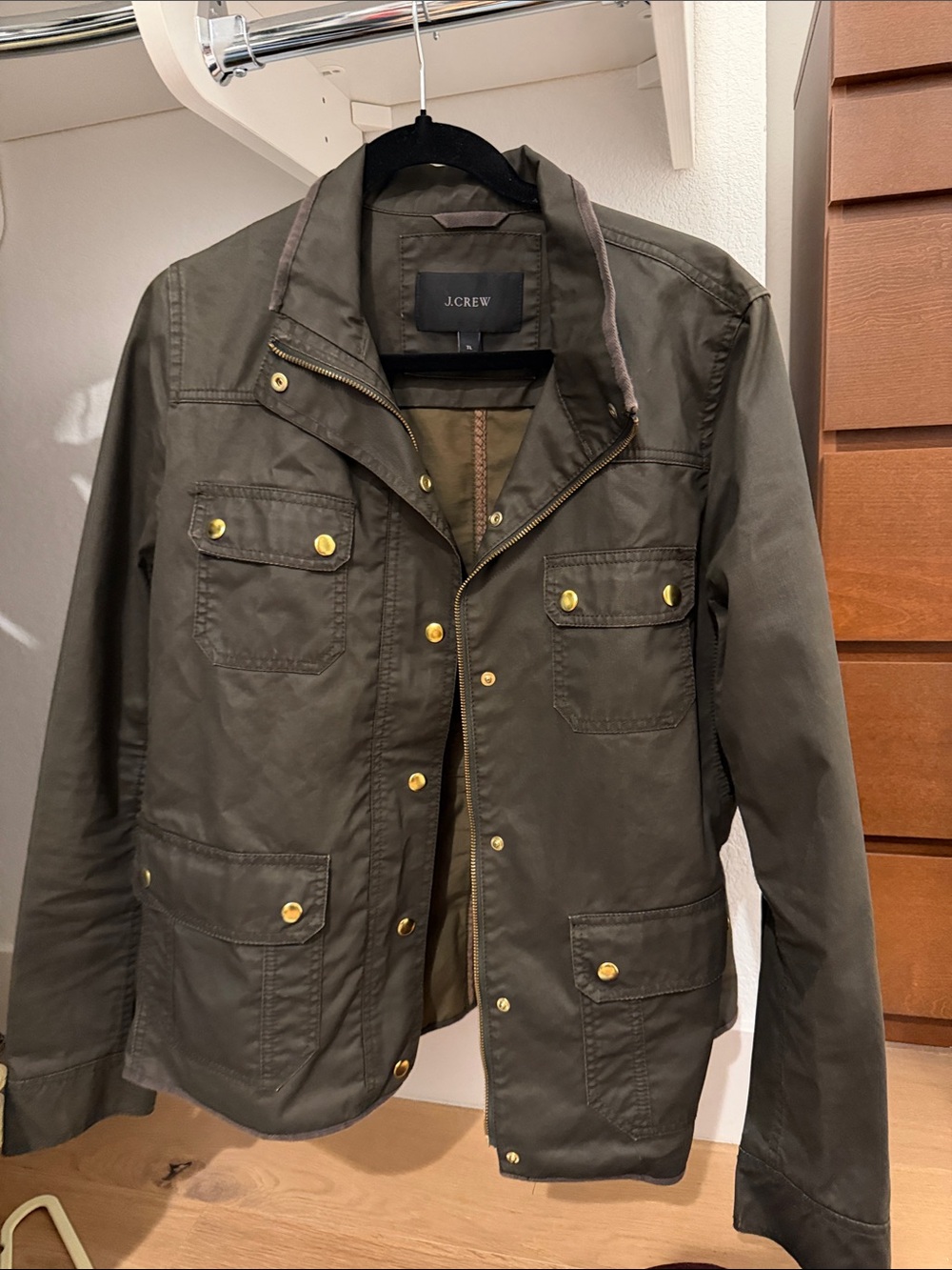 J. Crew Olive Utility Field Jacket with Gold Hardware